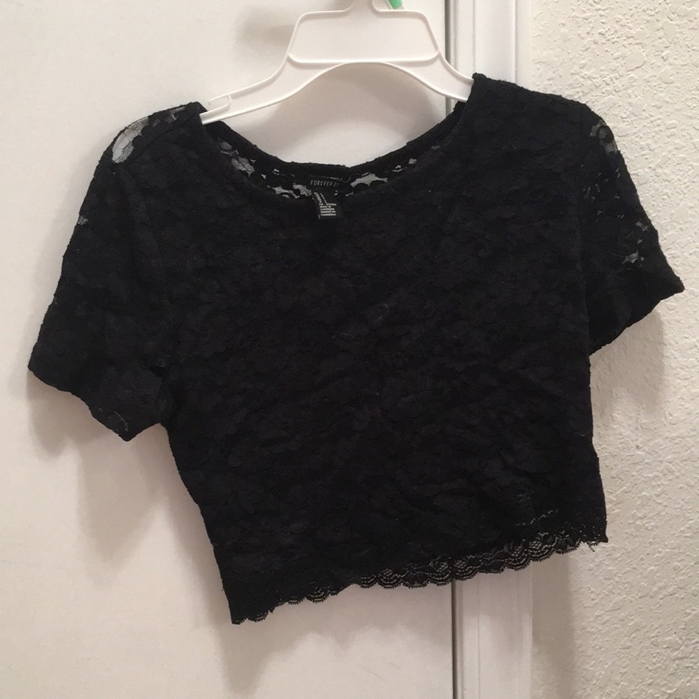 Black lace crop top
